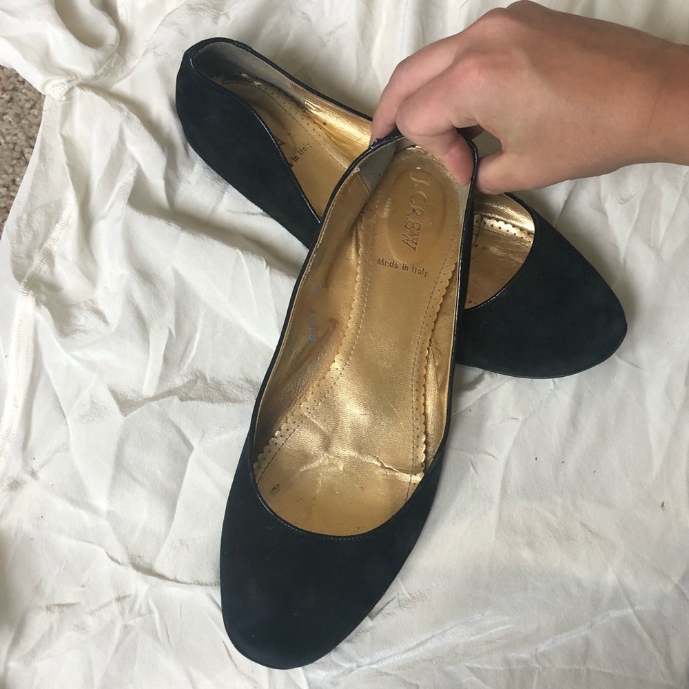Jcrew Classic Black Suede Ballet Flats